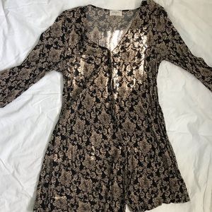 Every Black/tan long sleeve buttoned dress